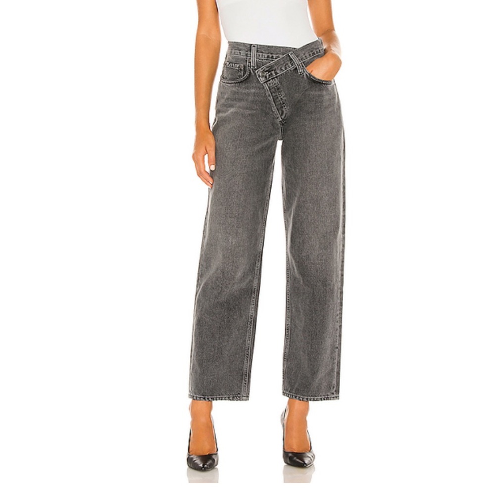 AGOLDE straight leg criss cross jeans